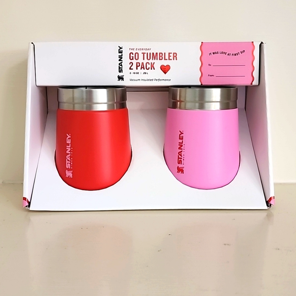 Stanley Valentines 2 Pack To Go Pink Vibes/Cool Melon Red 10 oz Tumblers BNIB